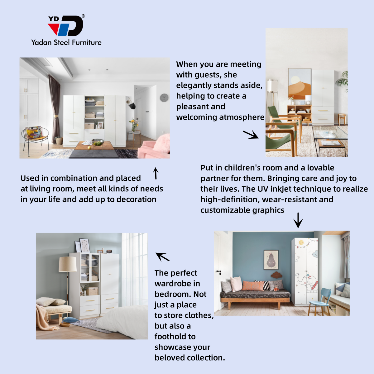 fourseasons steel combination wardrobe bedroom design home decor for clothing Yadan Steel Furniture