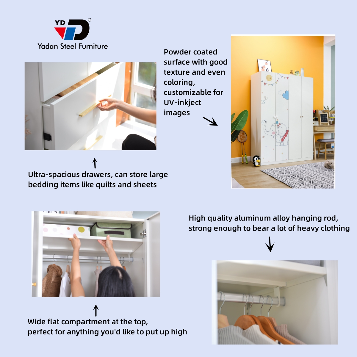 fourseasons steel combination wardrobe bedroom design home decor for clothing Yadan Steel Furniture