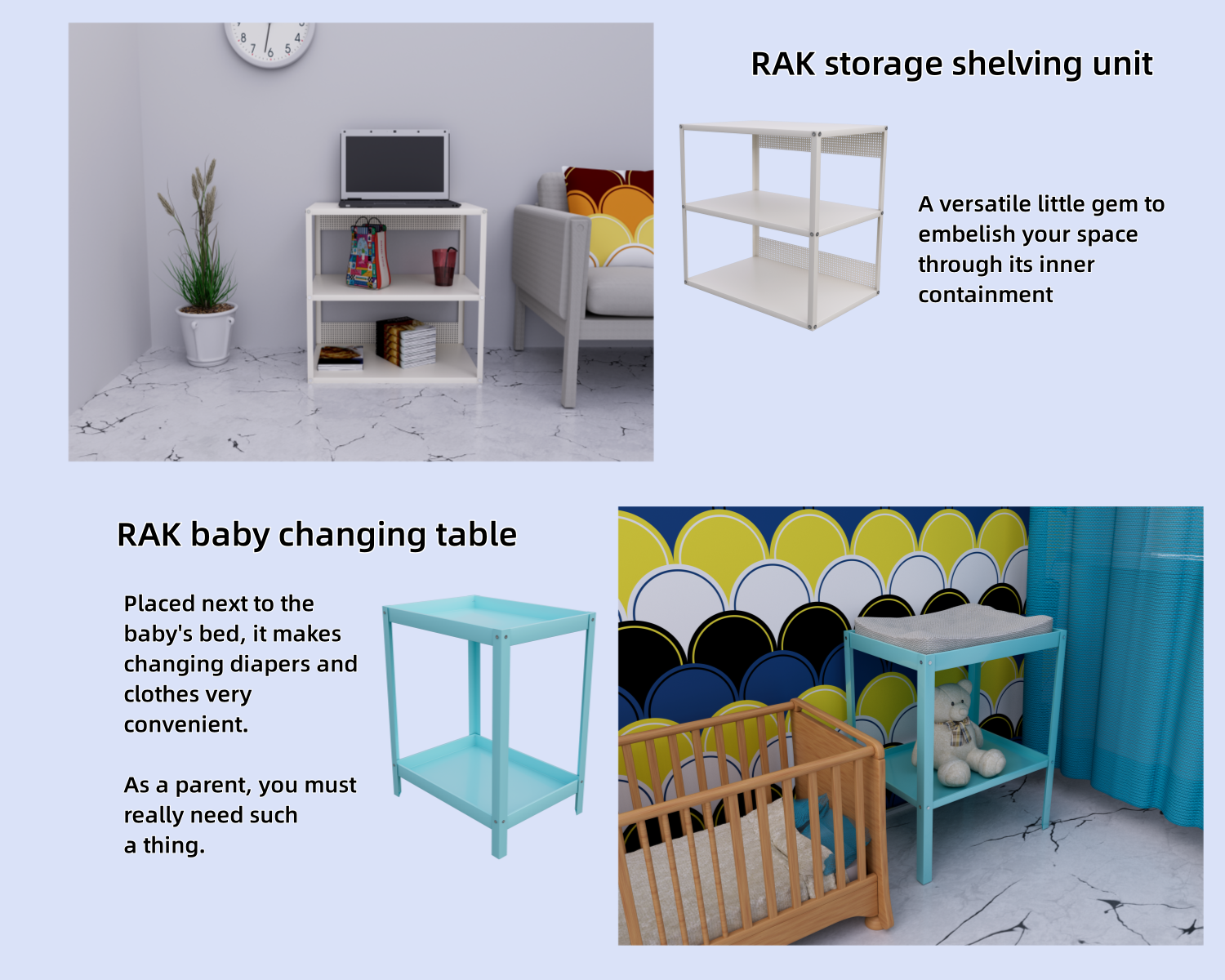 RAK shelf table nightstand storage table cabinet coffee table side table practical beautiful steel furniture