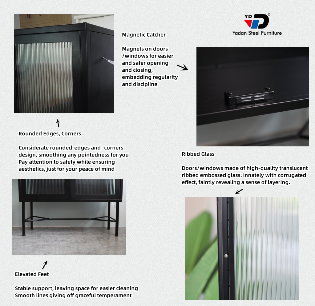 glass door steel kitchen sideboard practical and beautiful steel furniture by Yadan Steel Furniture