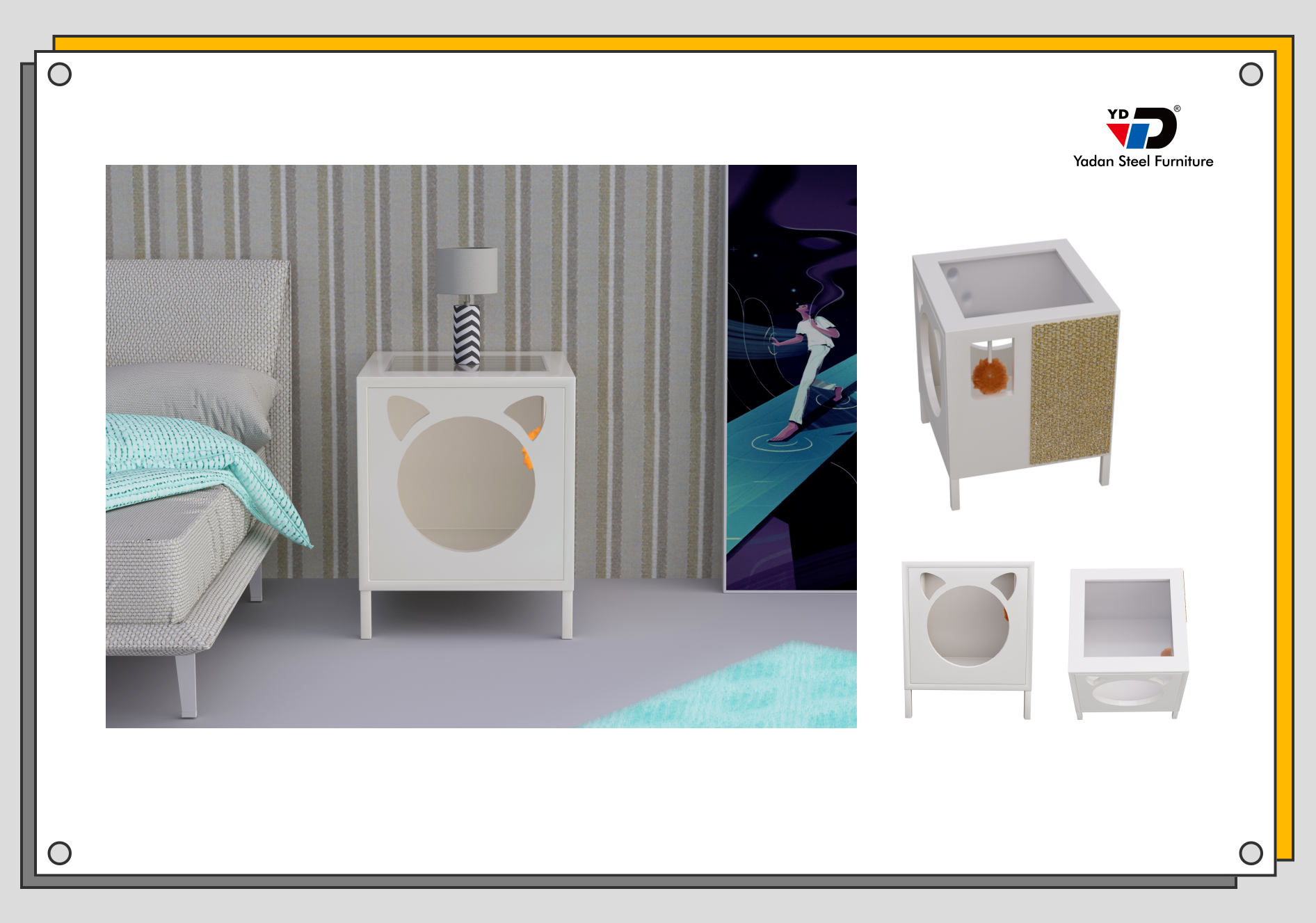 steel cat house nightstand bedside table yadan steel furniture