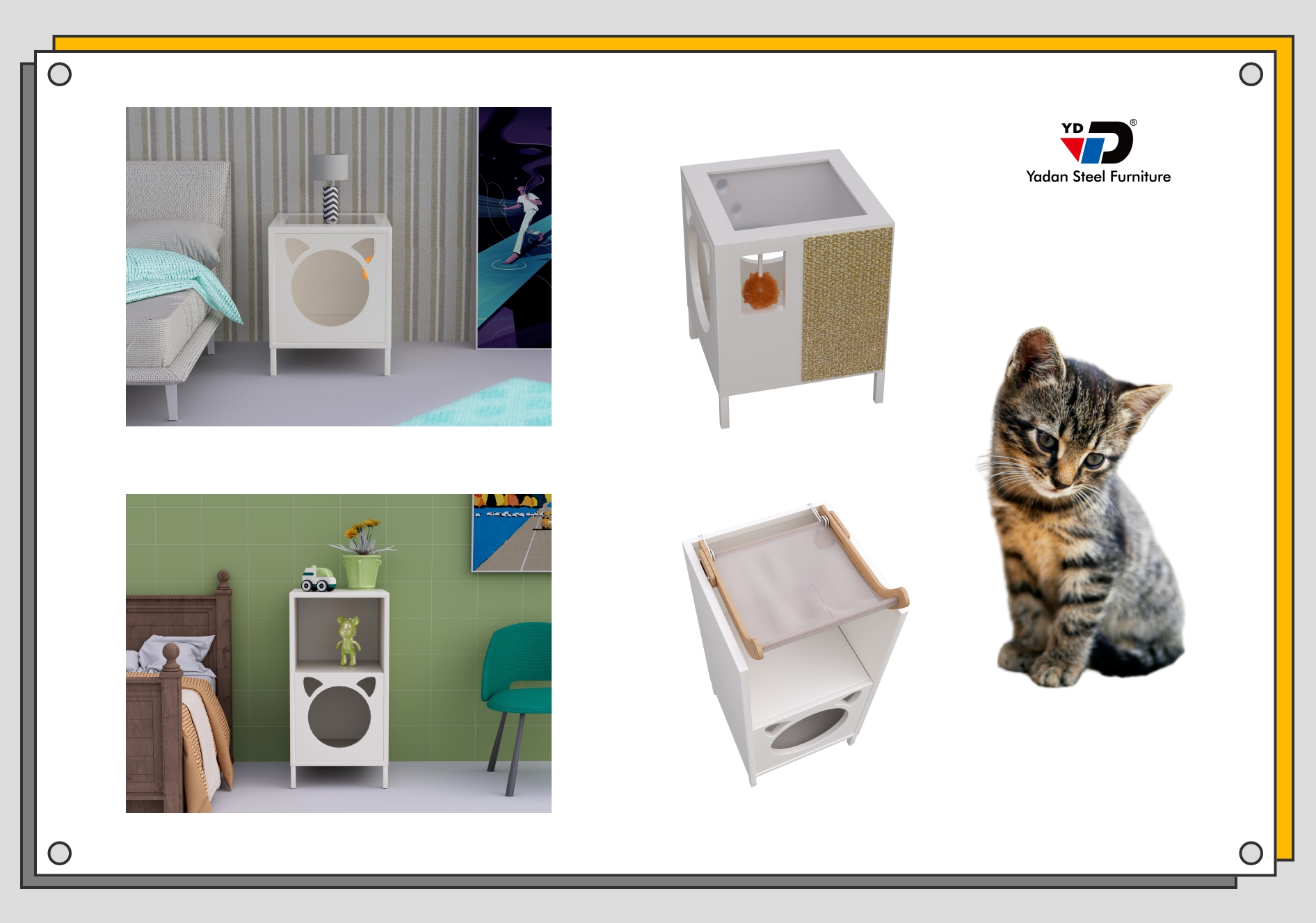 steel cat house nightstand bedside table yadan steel furniture