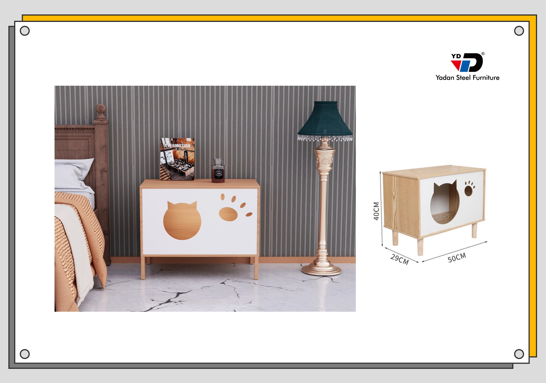 steel cat house nightstand bedside table yadan steel furniture