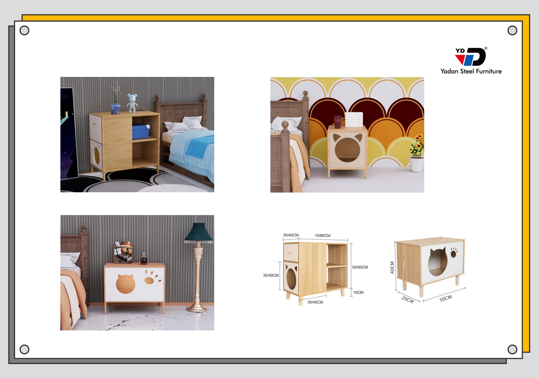 steel cat house nightstand bedside table yadan steel furniture