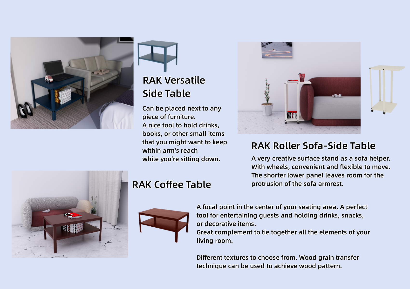 RAK shelf table nightstand storage table cabinet coffee table side table practical beautiful steel furniture