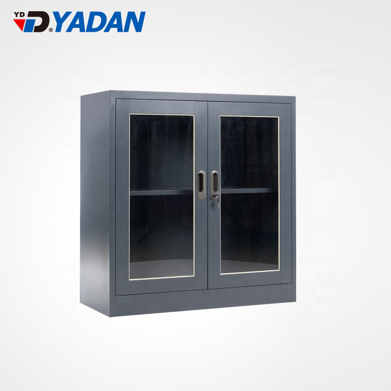 YD-B5 Glass Swing Doors Cupboard Office File Cabinet Storage Cabinet 2 Swing Glass Door Steel Cabinet Steel Cupboard with Shelves
