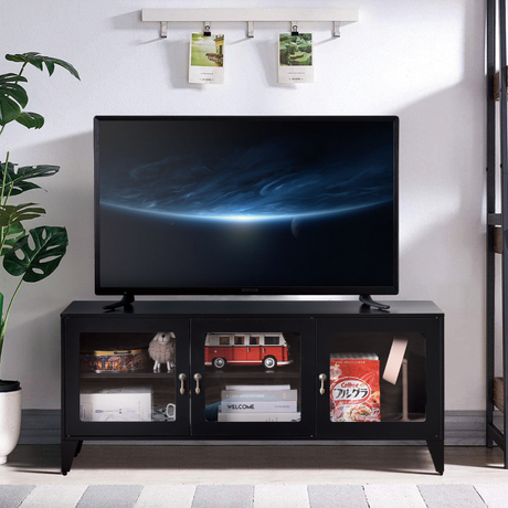 3 Acrylic Doors TV Stand with Large Storage Space